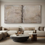 “Cracked Beige Texture” - Beige Abstract Minimalist Painting On Canvas PS0703