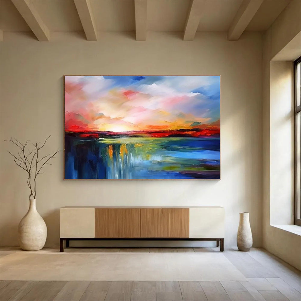 Colorful Abstract Sunset - Expressive Landscape Painting On Canvas DKS339