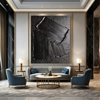 “Black Textured Abstract” - Minimalist Abstract Painting On Canvas PT1333