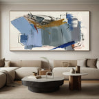 Blue, Gray, Gold, Red Dynamic Shapes “Urban Symphony” - Painting On Canvas PS0804