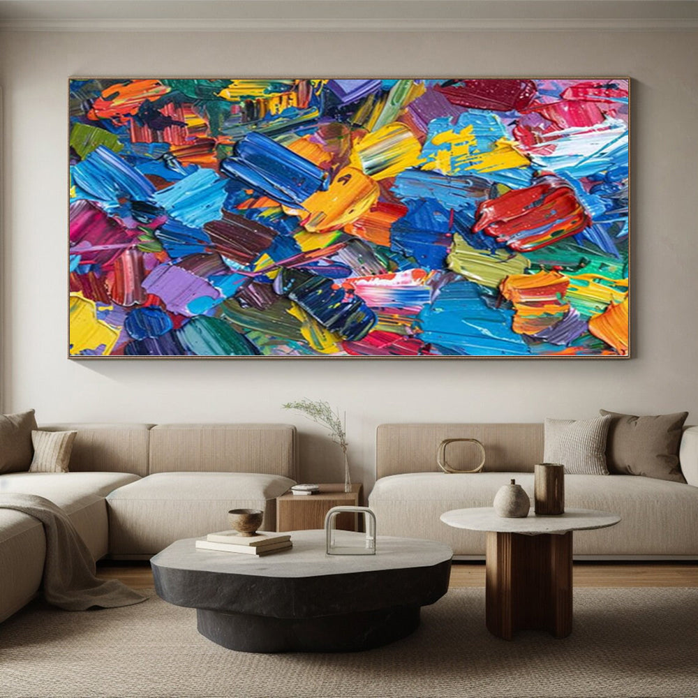“Bold Color Palette Knife Extravaganza” - Tactile Abstract Painting On Canvas PS0229