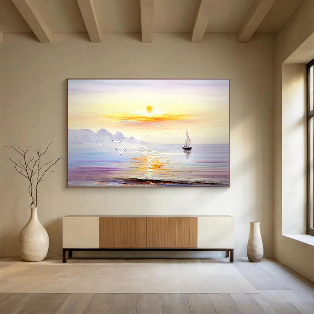 “Sunset Sail” - Coastal Landscape Painting On Canvas PT181