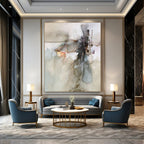 “Delicate Lines: Neutral Tones Abstract” - Subtle Watercolor Art On Canvas PT0950