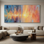 “Sunset Sea Reflection” - Orange, Pink, Blue, Purple Abstract Seascape Painting On Canvas PS0687