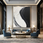 “Black and White Swirl” - Dynamic Abstract Painting On Canvas DS376