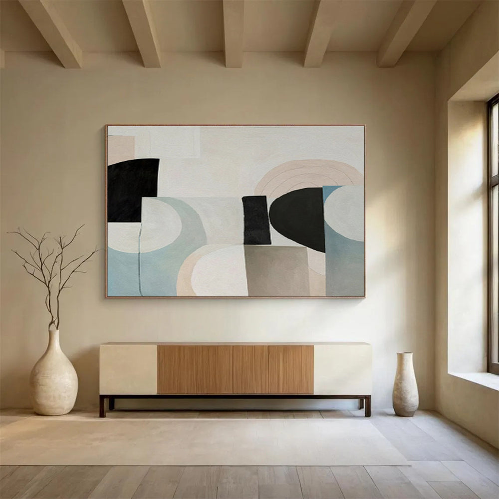 “Pastel and Black Abstract Fusion” - Abstract Painting on Canvas, Perfect for Bedroom & Reading Nook DKS583