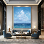 “Blue Sky and Ocean Calm” - Realist Seascape Painting On Canvas PT1890