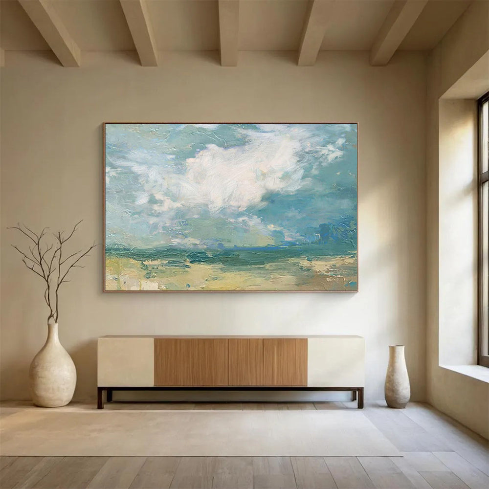 “Soft Abstract Landscape” - Muted Tones “Quiet Dusk” Painting On Canvas PT1664