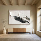 “Black - White Textured Strokes” - Minimalist Oil Painting on Canvas DKS908