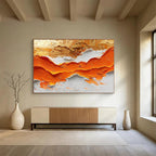 “Textured Orange - Gold Waves” - Abstract Landscape Painting On Canvas DKS464