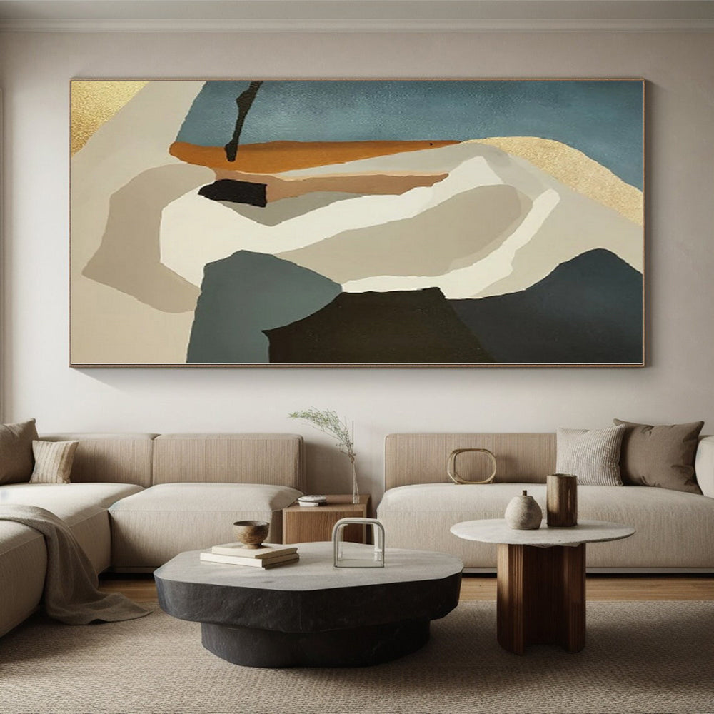 “Colorful Abstract Shapes with Gold Accents” - Modern Abstract Painting On Canvas PS0277