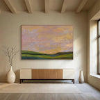 “Pastel Sunset Fields” - Decorative Landscape Painting On Canvas DKS438