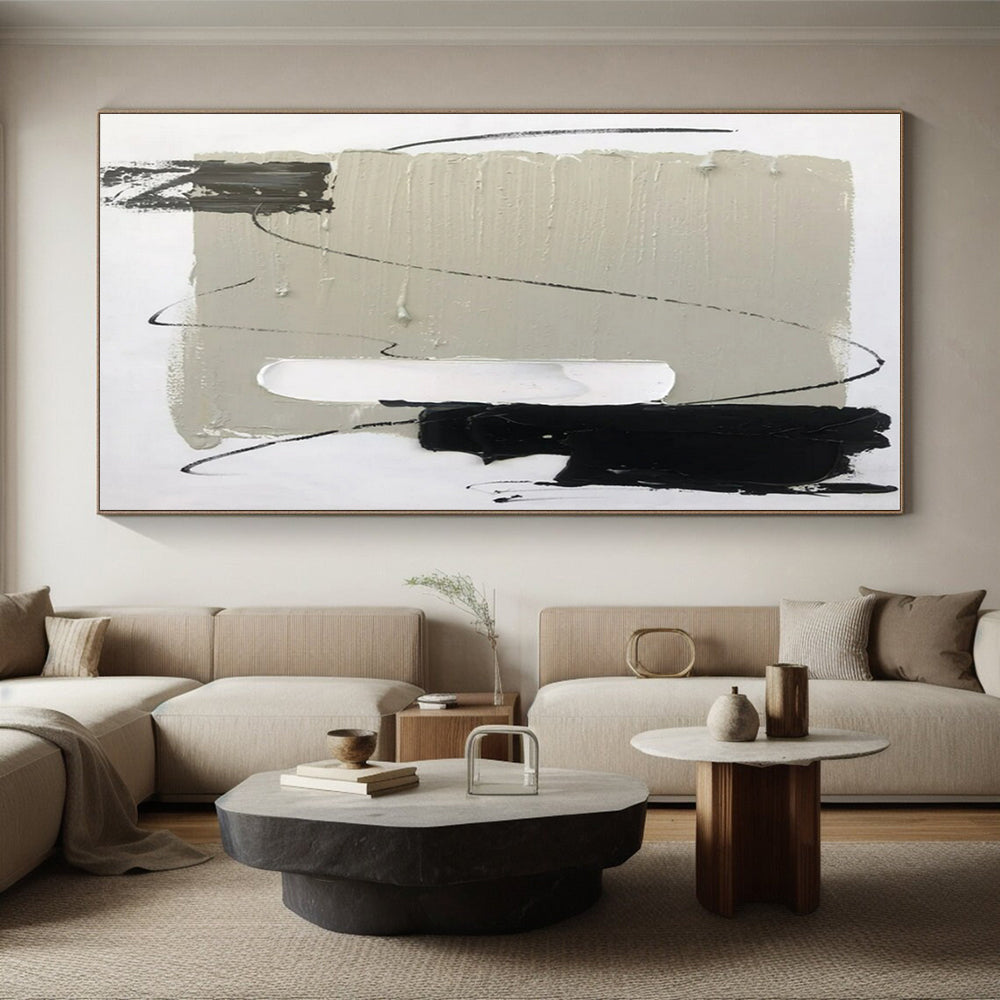 Gray, Black, White Subtle Layers “Concrete Serenity” - Painting On Canvas PS0800