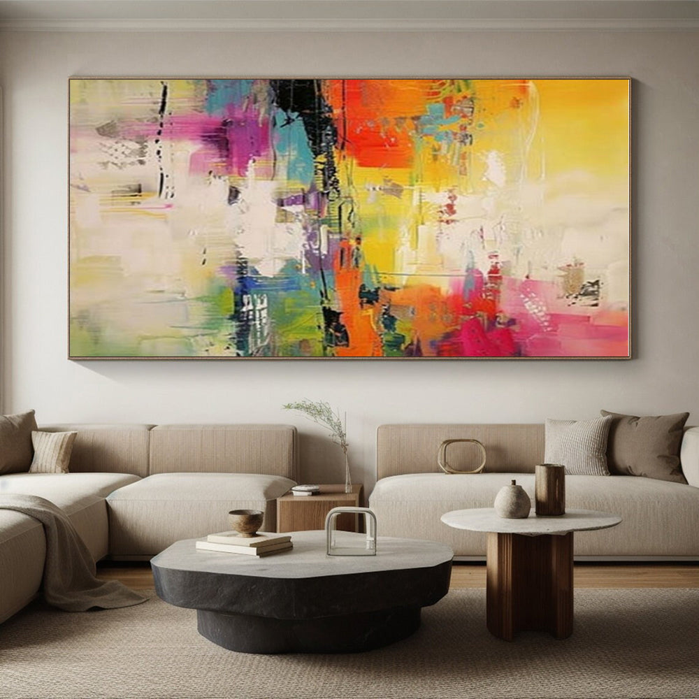 “Rainbow Abstract Energy” - Multicolor Abstract Expressionist Painting On Canvas PS0692