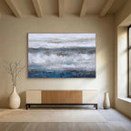 “Blue and Gold Abstract Horizon” - Abstract Horizon Painting, Fits Living Room & Office Lobby DKS609