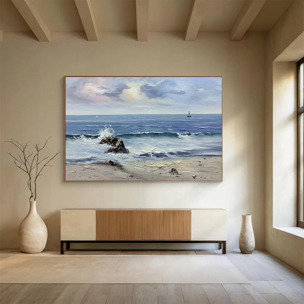 “Seascape with Rocks” - Realistic Coastal Painting On Canvas PT190