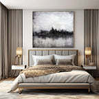 Black and White Cityscape "Moody Metropolis" Abstract Landscape Painting On Canvas PS1090
