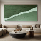 “Green - White River Texture” - Green, White Abstract Textured Painting On Canvas PS0650