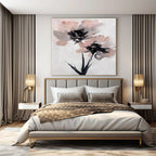 White, Pink, Gray, Black with Floral Forms "Textured Blooms" Abstract Painting On Canvas PS1428
