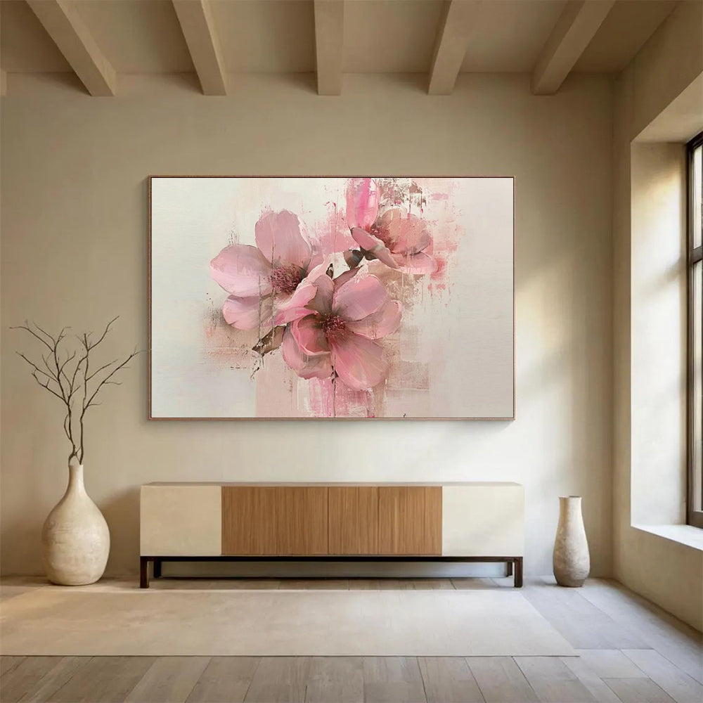 “Soft Pink Blossoms” - Impressionist Floral - Painting On Canvas PT1754