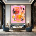 “Pink - Orange - Gold Abstract Medley” - Abstract Painting On Canvas PT2009