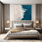 Blue, White with Aerial View "Coastal Waves" Abstract Painting On Canvas PS1400
