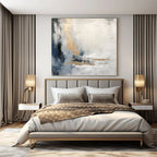 Gray, White, Gold, Blue with Abstract Textures "Textured Elegance" Abstract Painting On Canvas PS1338