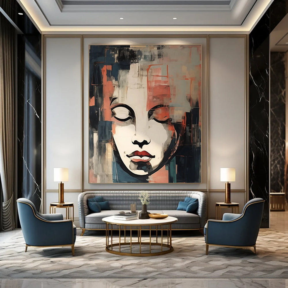 “Abstract Portrait” - Cubist - Inspired Facial Layers Painting On Canvas DS124