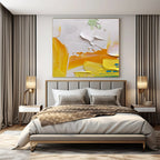 White, Yellow, Blue with Bold Textures "Sunny Textures" Abstract Painting On Canvas PS1346
