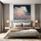 Dark Blue, Pink, Purple with Fluffy Textures "Cotton Candy Sky" Abstract Painting On Canvas PS1423
