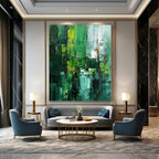 “Green - Blue Textured Abstraction” - Abstract Landscape Painting On Canvas DS012