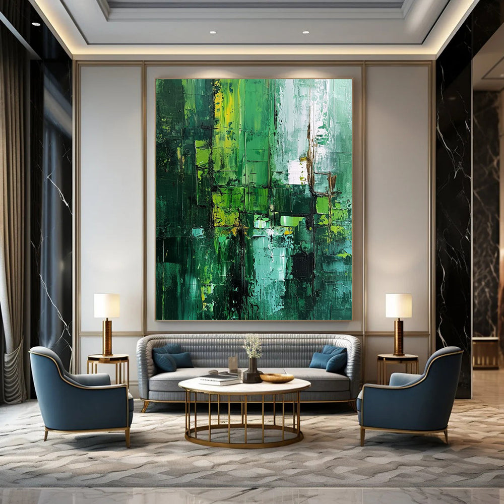 “Green - Blue Textured Abstraction” - Abstract Landscape Painting On Canvas DS012