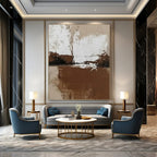 “Brown and White Abstract: Earthy Minimalist Art” - Subtle Textured Painting On Canvas PT0975