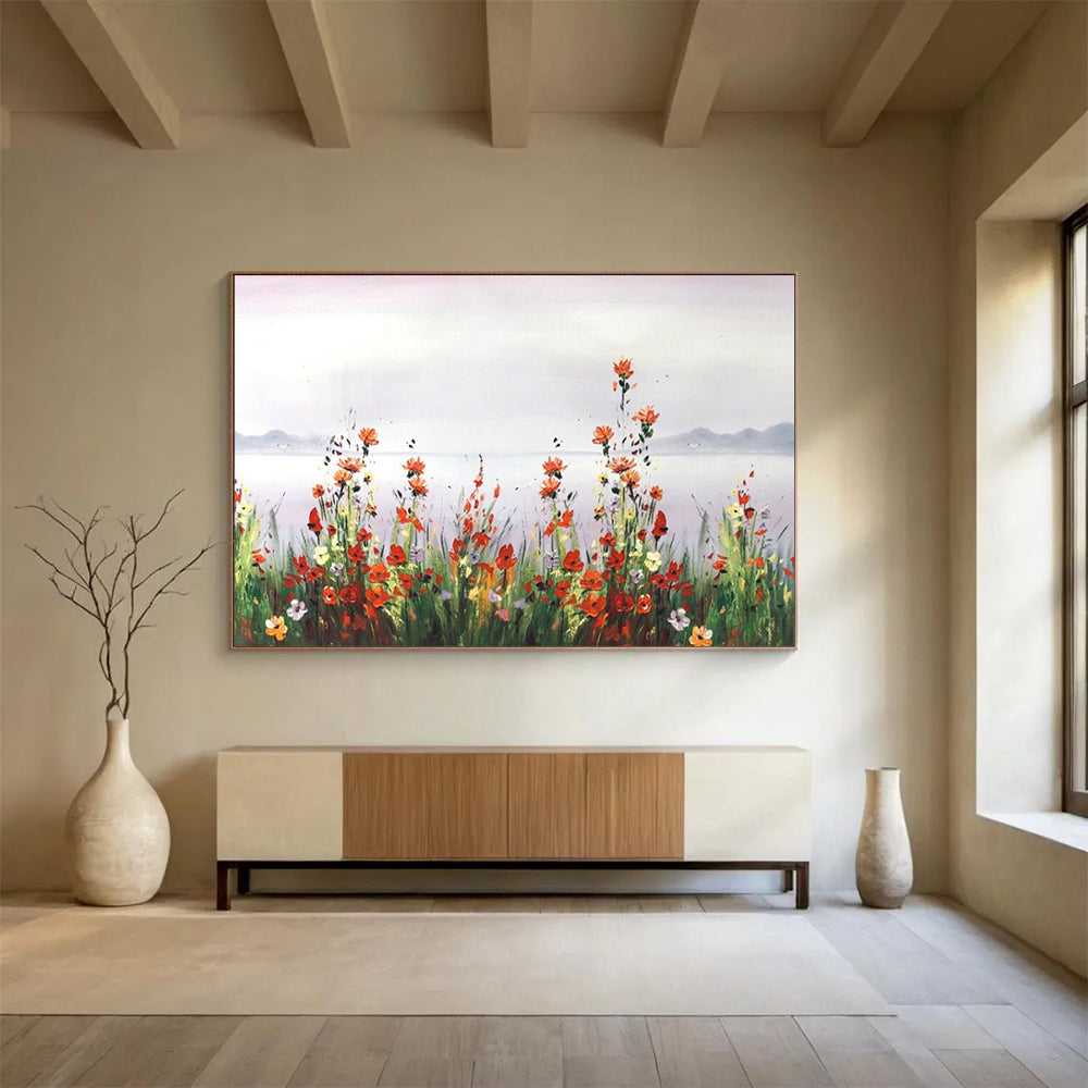 “Wildflowers by the Lake” - Impressionistic Floral Painting On Canvas PT189