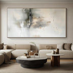“Misty Landscape Serenity” - Gray, White, Beige Abstract Landscape Painting On Canvas PS0626