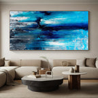 “Blue and Gray Abstract Cascade” - Abstract Expressionist Painting On Canvas PS0024