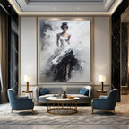 Monochrome Graceful Lady, Impressionistic Style, Painting On Canvas PT2133