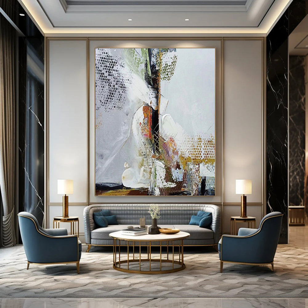 “Mixed - Media Abstract Layers” - Mixed - Media Abstract Painting On Canvas DS043