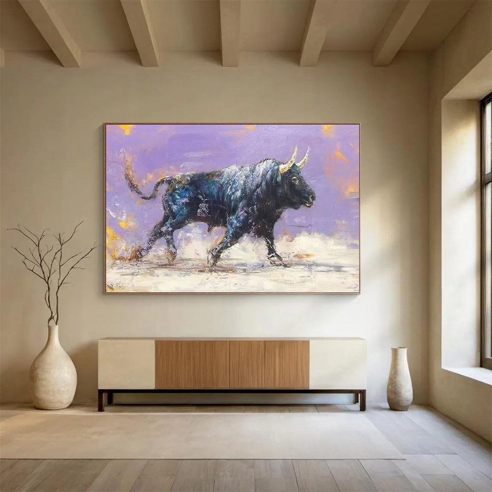 “Vibrant Bull Portrait” - Expressionist Animal - Painting On Canvas PT1741