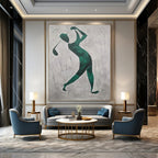 Golfer in Green Minimalist Sports Silhouette, Painting On Canvas PT2162