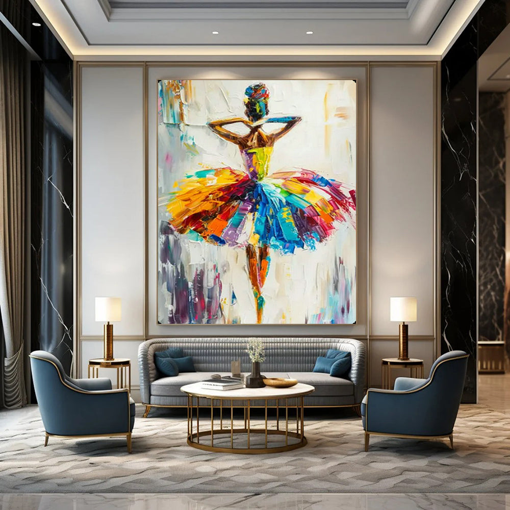 Colorful Ballerina, Impasto Figurative, Renoir - Inspired, Painting On Canvas PT2118