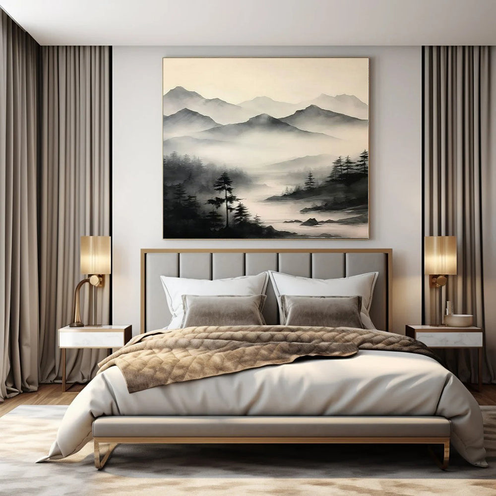Soft Hues with Gold Highlights "Gilded Mist" Abstract Painting On Canvas PS1212