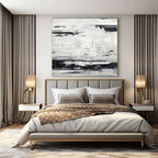 Black, White and Gray with Textured Layers "Urban Palimpsest" Abstract Painting On Canvas PS1168