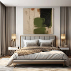 Green, Black, Beige with Loose Strokes "Wild Greens" Abstract Painting On Canvas PS1298