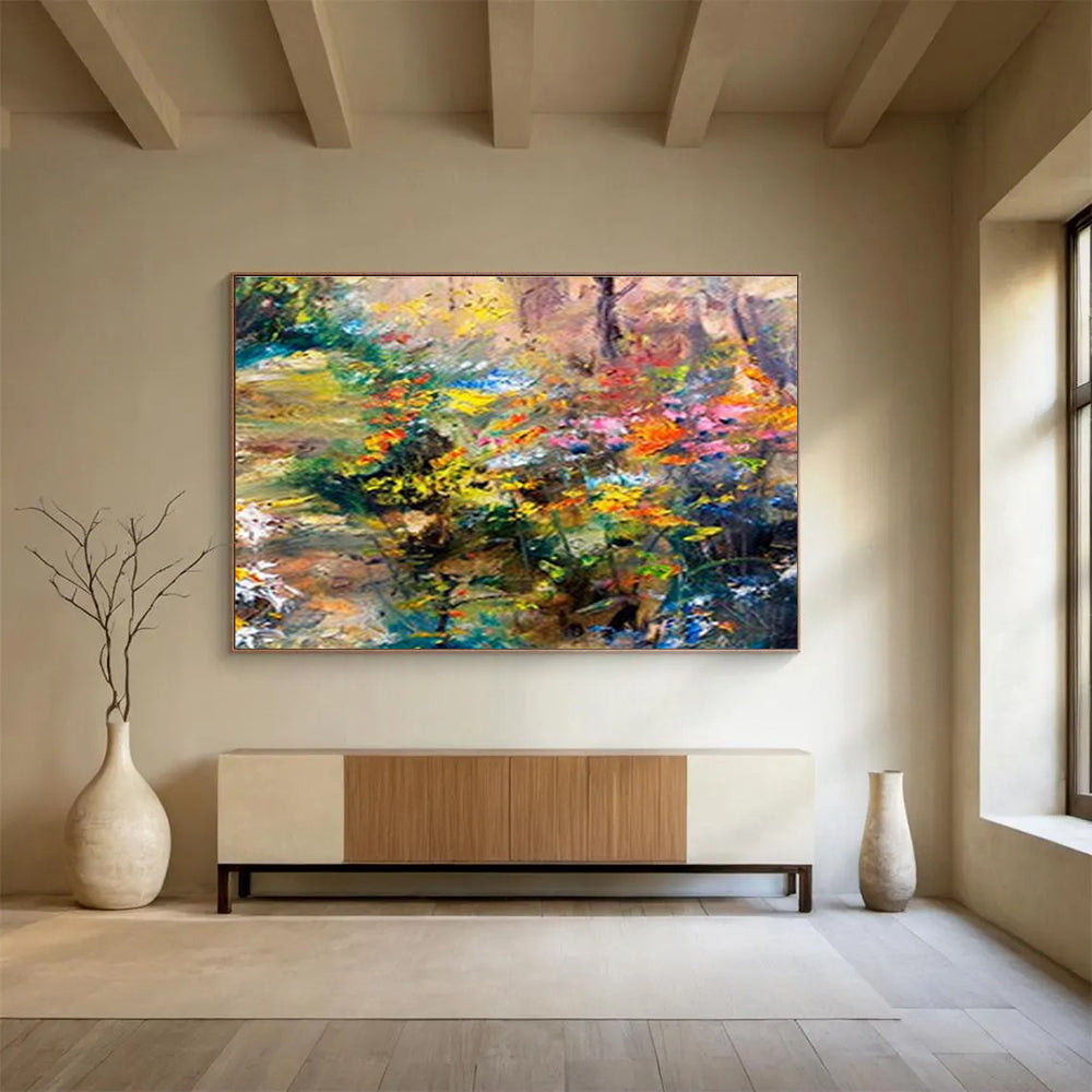 Colorful Garden Impasto - Post - Impressionistic Floral Painting On Canvas DKS364