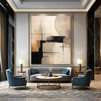 “Neutral Abstract Geometry” - Geometric Abstract Painting On Canvas DS356