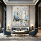 “Gray - Toned Abstract Cityscape” - Urban Forms in Muted Hues Painting On Canvas DS248