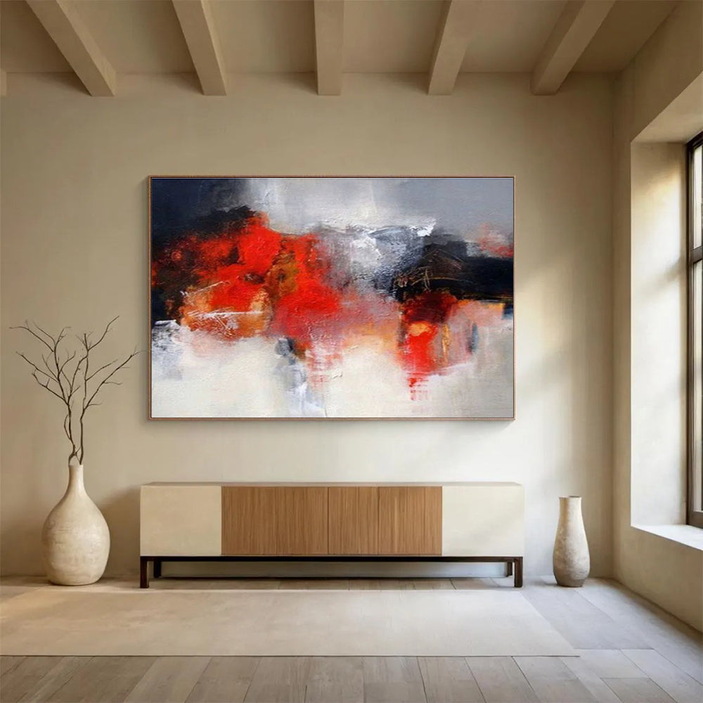 “Fiery Abstract Forms” - Intense Abstract Painting On Canvas DKS430