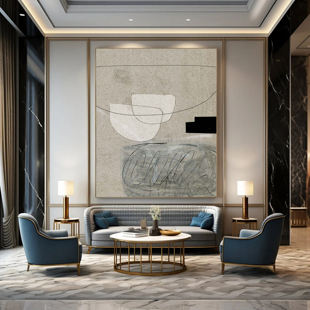 “Monochrome Brush Expressions” - Black & White Dynamic Strokes Painting On Canvas DS167