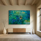 Teal Abstract Landscape Painting On Canvas DKS037